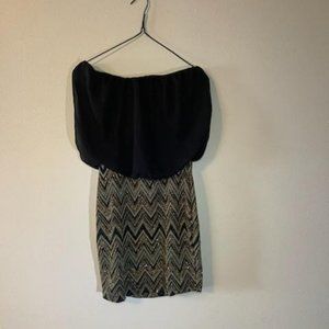 Black and Gold Strapless Dress